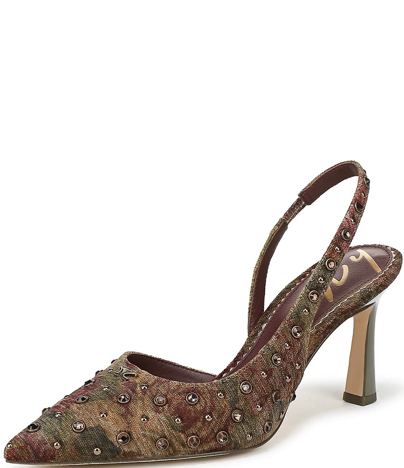 Circus NY by Sam Edelman Tallie Floral Jewel Studded Slingback Dress Pumps