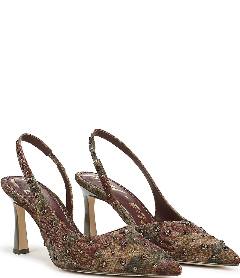 Circus NY by Sam Edelman Tallie Floral Jewel Studded Slingback Dress Pumps