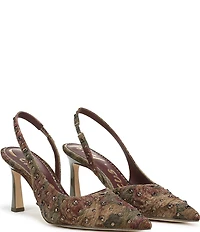 Circus NY by Sam Edelman Tallie Floral Jewel Studded Slingback Dress Pumps