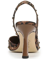 Circus NY by Sam Edelman Tallie Leopard Satin Jewel Studded Slingback Dress Pumps