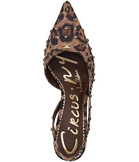 Circus NY by Sam Edelman Tallie Leopard Satin Jewel Studded Slingback Dress Pumps