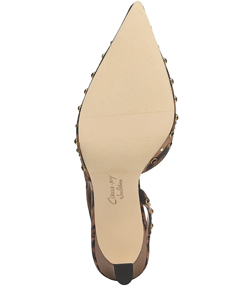 Circus NY by Sam Edelman Tallie Leopard Satin Jewel Studded Slingback Dress Pumps