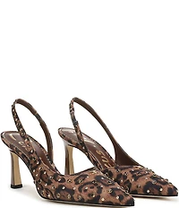 Circus NY by Sam Edelman Tallie Leopard Satin Jewel Studded Slingback Dress Pumps