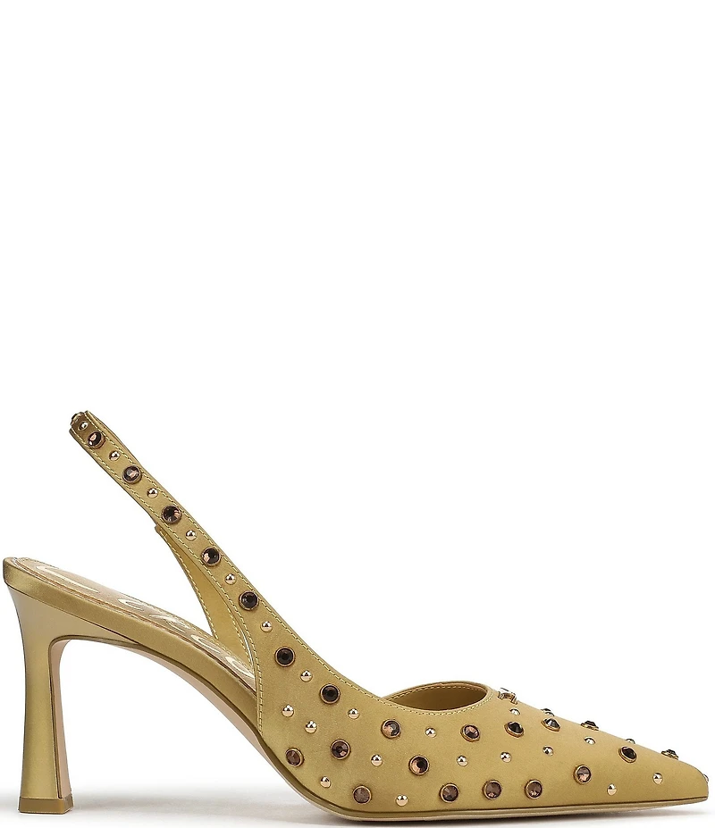 Circus NY by Sam Edelman Tallie Satin Jewel Studded Slingback Dress Pumps