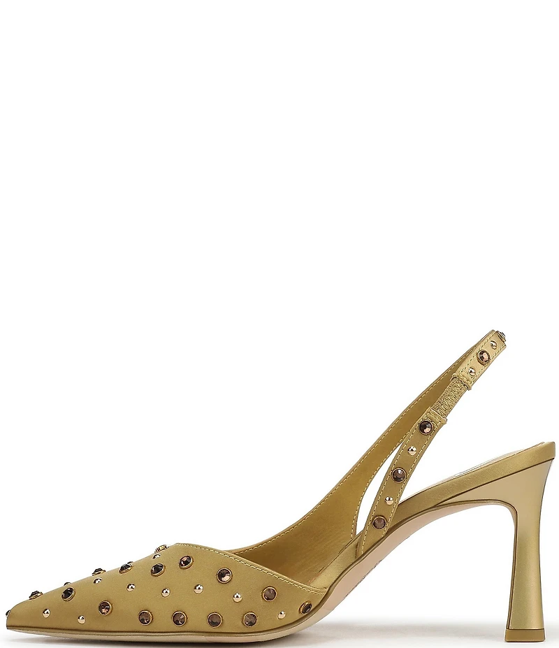Circus NY by Sam Edelman Tallie Satin Jewel Studded Slingback Dress Pumps