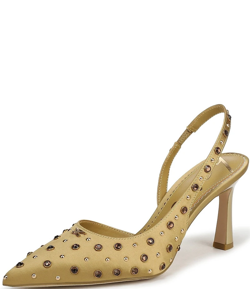 Circus NY by Sam Edelman Tallie Satin Jewel Studded Slingback Dress Pumps