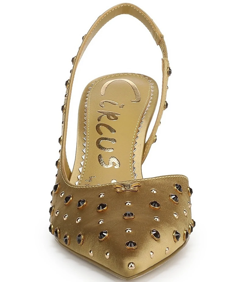 Circus NY by Sam Edelman Tallie Satin Jewel Studded Slingback Dress Pumps