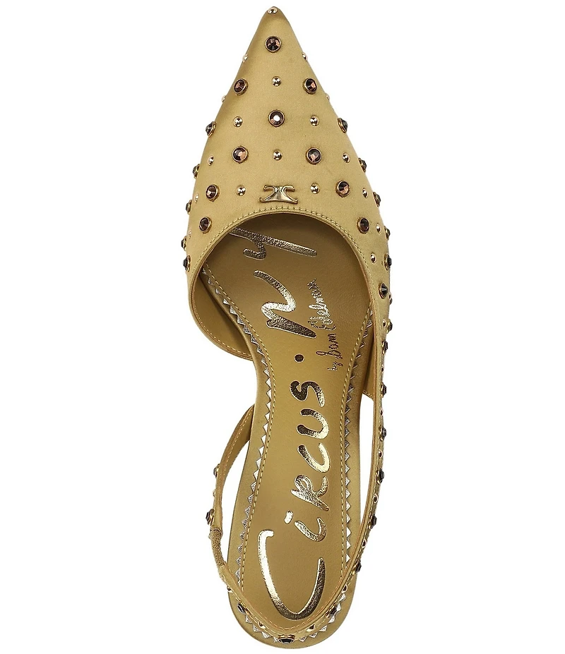 Circus NY by Sam Edelman Tallie Satin Jewel Studded Slingback Dress Pumps