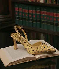 Circus NY by Sam Edelman Tallie Satin Jewel Studded Slingback Dress Pumps