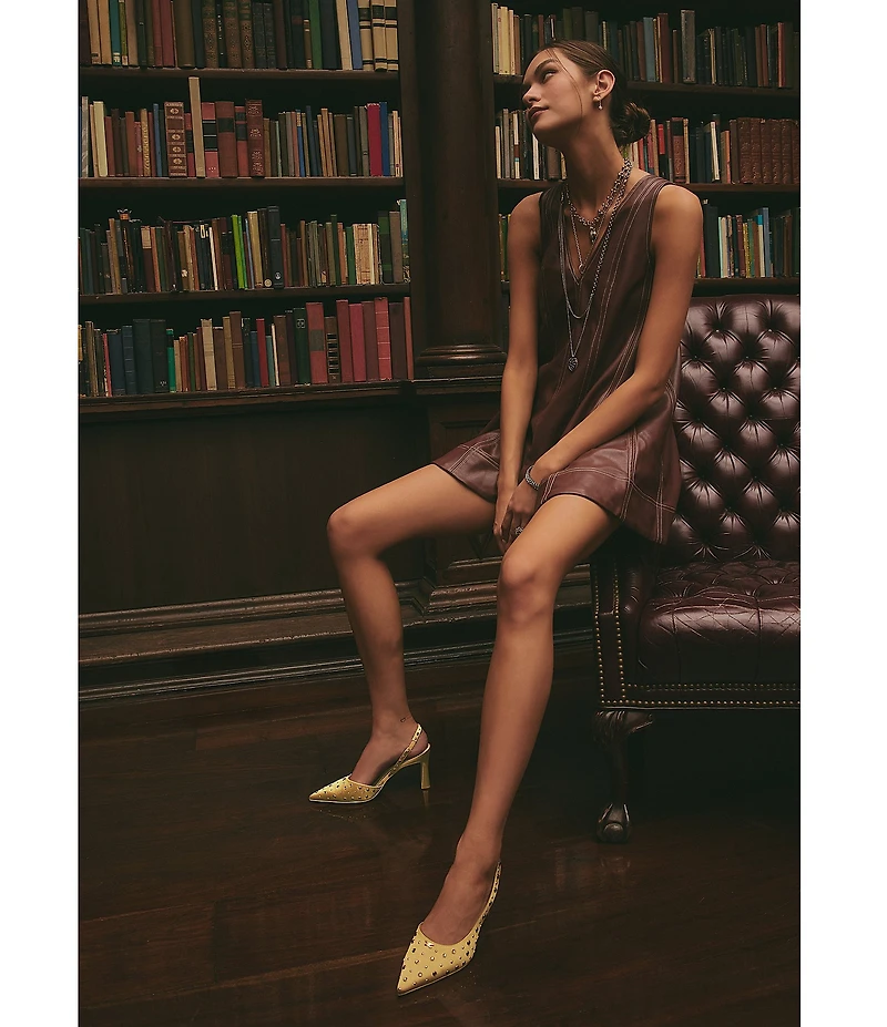 Circus NY by Sam Edelman Tallie Satin Jewel Studded Slingback Dress Pumps