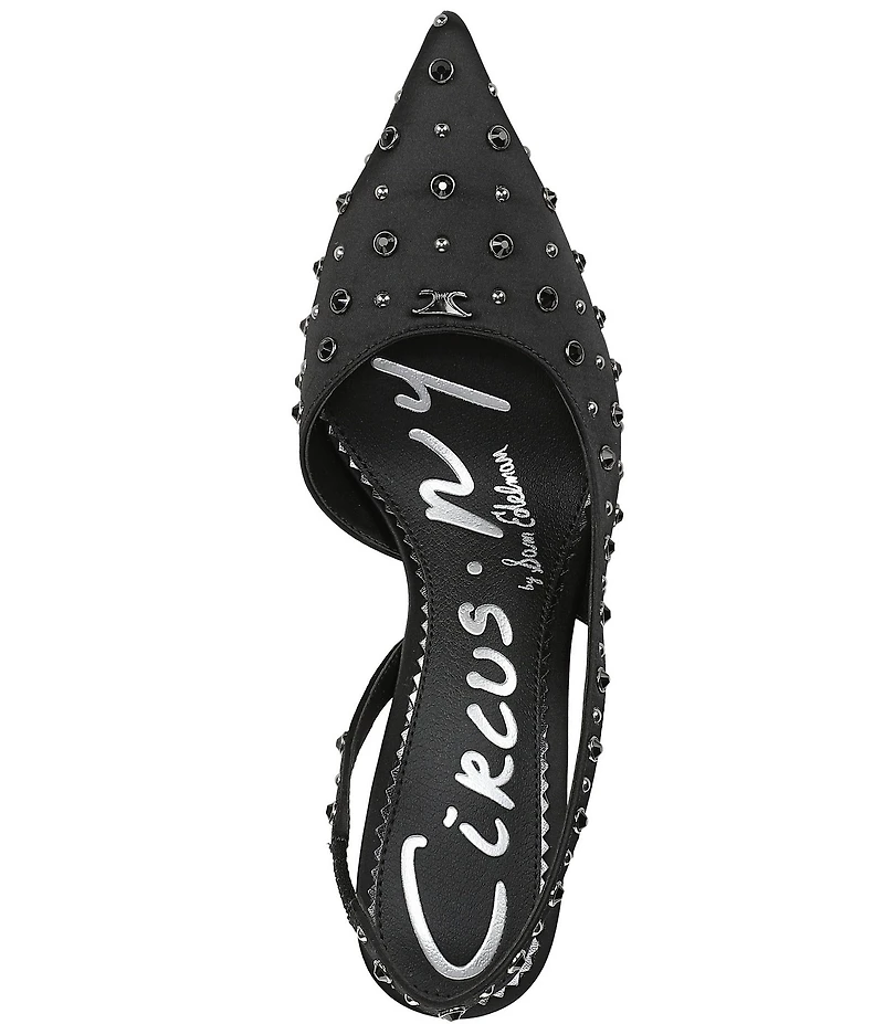 Circus NY by Sam Edelman Tallie Satin Jewel Studded Slingback Dress Pumps