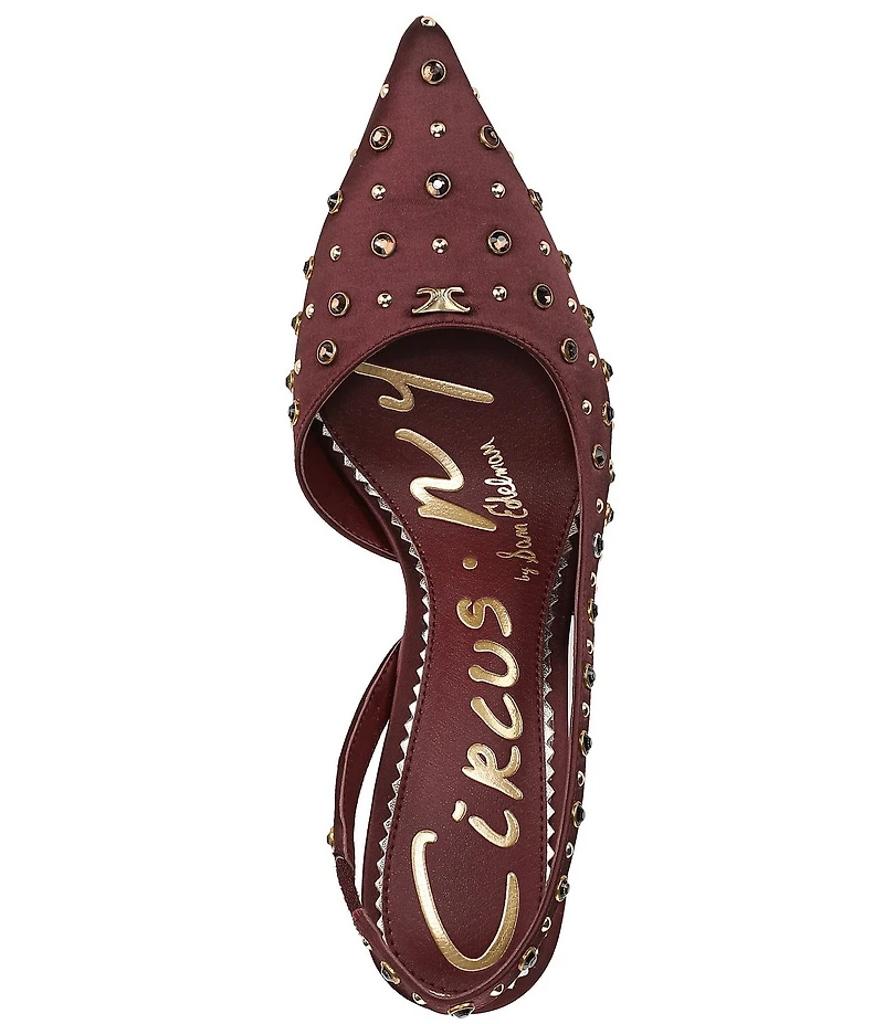 Circus NY by Sam Edelman Tallie Satin Jewel Studded Slingback Dress Pumps