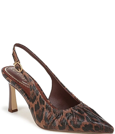 Circus NY by Sam Edelman Tasha Leopard Print Ruched Slingback Dress Pumps