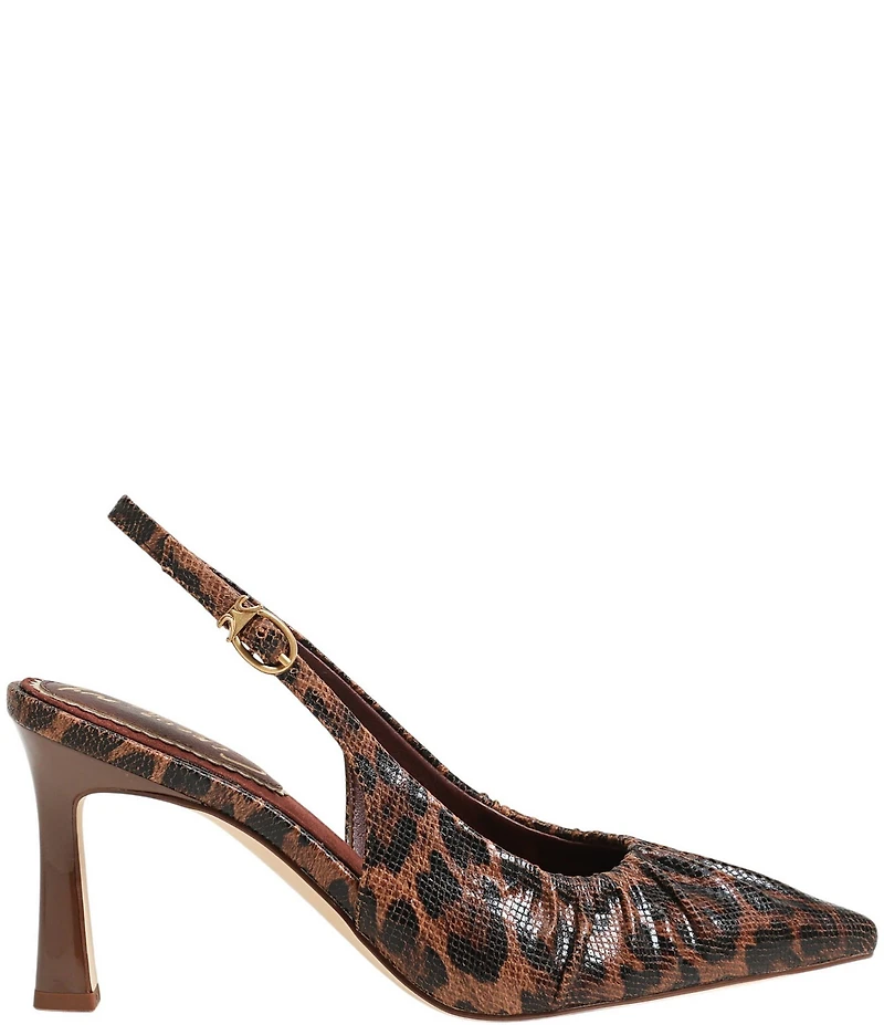 Circus NY by Sam Edelman Tasha Leopard Print Ruched Slingback Dress Pumps