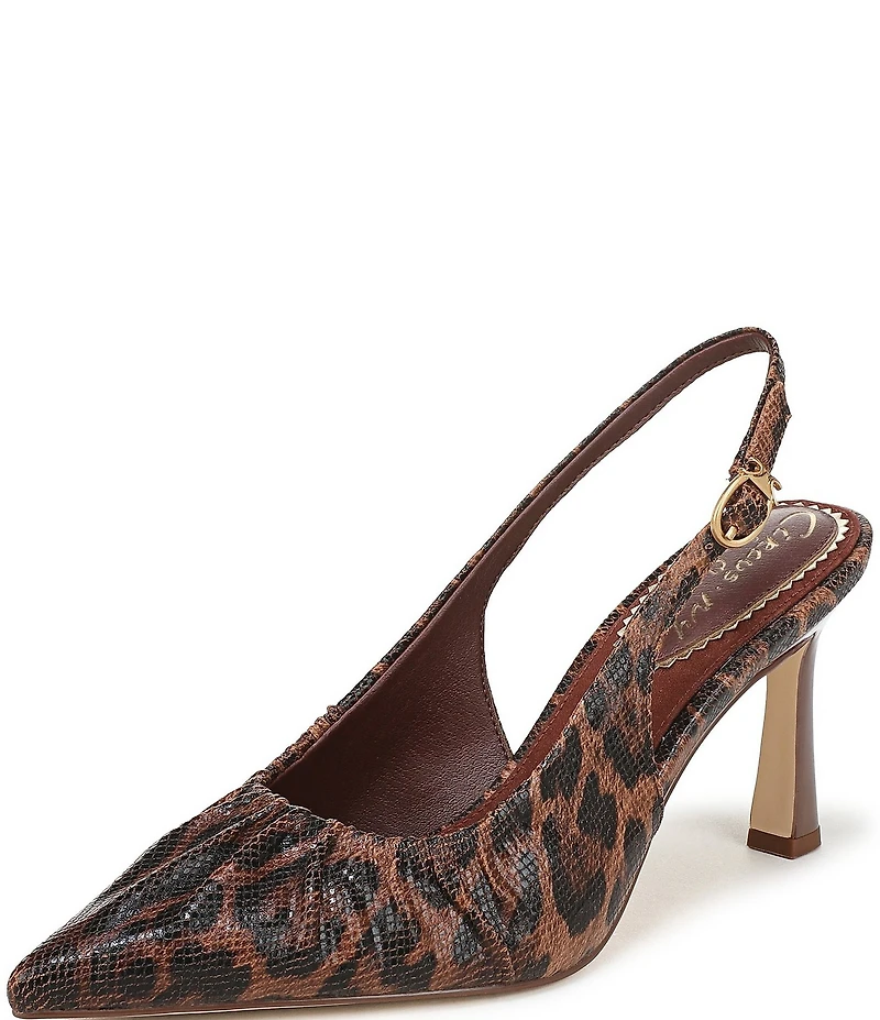 Circus NY by Sam Edelman Tasha Leopard Print Ruched Slingback Dress Pumps