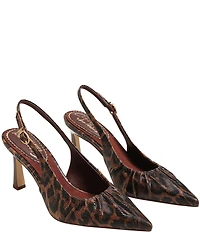 Circus NY by Sam Edelman Tasha Leopard Print Ruched Slingback Dress Pumps