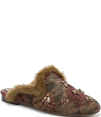 Circus NY by Sam Edelman Tillie Heirloom Print Jewel Ornamented Faux Fur Mules