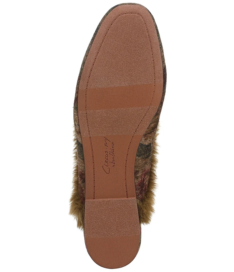 Circus NY by Sam Edelman Tillie Heirloom Print Jewel Ornamented Faux Fur Mules
