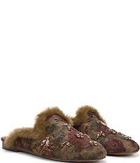 Circus NY by Sam Edelman Tillie Heirloom Print Jewel Ornamented Faux Fur Mules