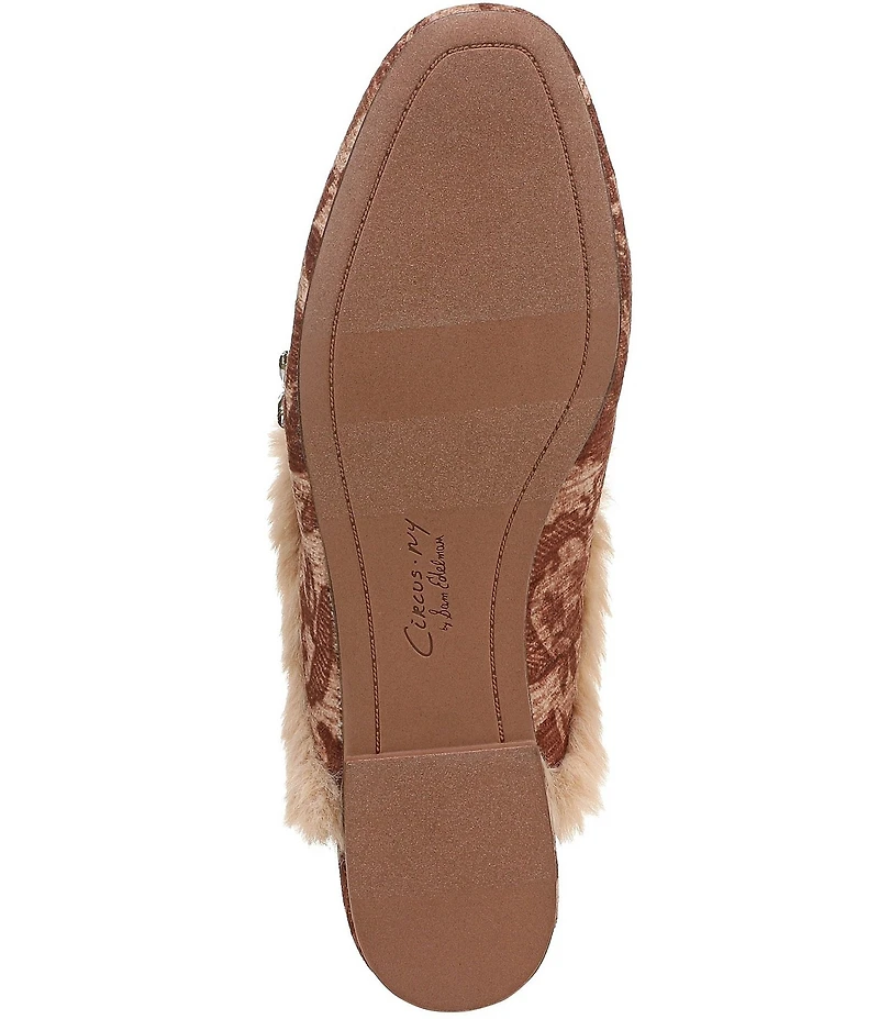 Circus NY by Sam Edelman Tillie Tapestry Jewel Ornamented Faux Fur Trim Mules
