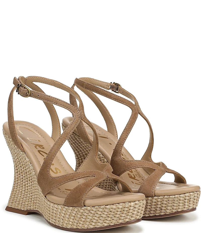 Circus NY by Sam Edelman Trina Leather Ankle Strap Platform Wedge Sandals