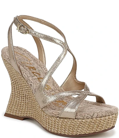 Circus NY by Sam Edelman Trina Metallic Ankle Strap Platform Wedge Sandals