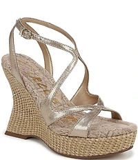 Circus NY by Sam Edelman Trina Metallic Ankle Strap Platform Wedge Sandals