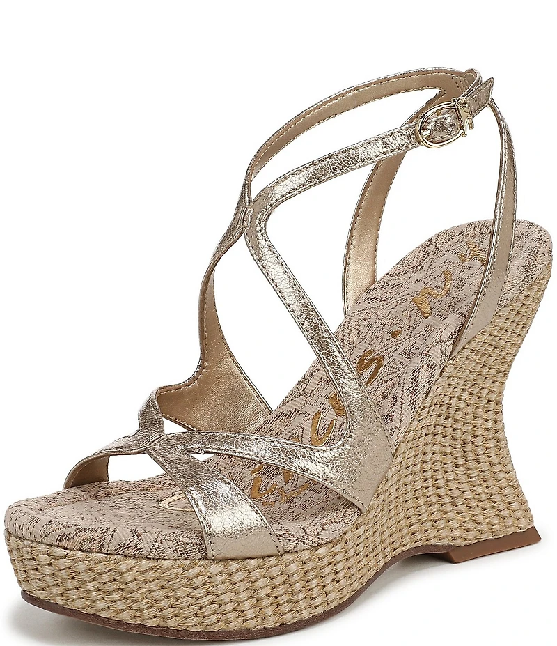 Circus NY by Sam Edelman Trina Metallic Ankle Strap Platform Wedge Sandals