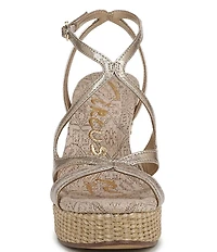 Circus NY by Sam Edelman Trina Metallic Ankle Strap Platform Wedge Sandals