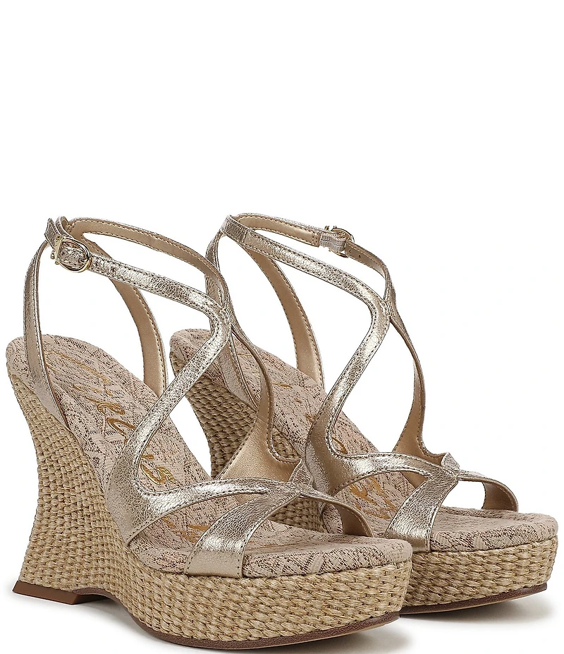 Circus NY by Sam Edelman Trina Metallic Ankle Strap Platform Wedge Sandals