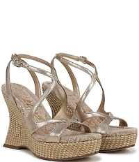 Circus NY by Sam Edelman Trina Metallic Ankle Strap Platform Wedge Sandals