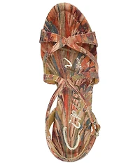 Circus NY by Sam Edelman Trina Peacock Print Tapestry Fabric Ankle Strap Platform Wedge Sandals