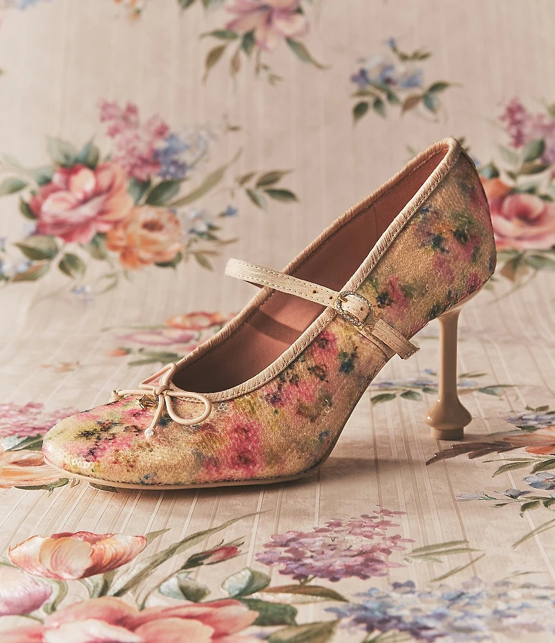 Circus NY by Sam Edelman Vivian Floral Sequin Mary Jane Bow Ballet Dress Pumps