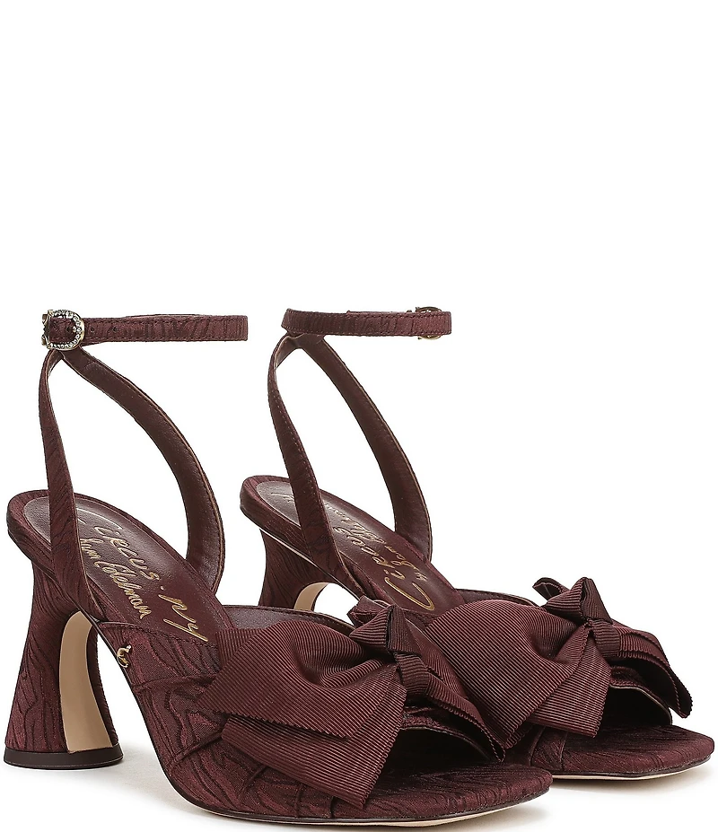 Circus NY by Sam Edelman Wilma Textured Fabric Bow Ankle Strap Dress Sandals