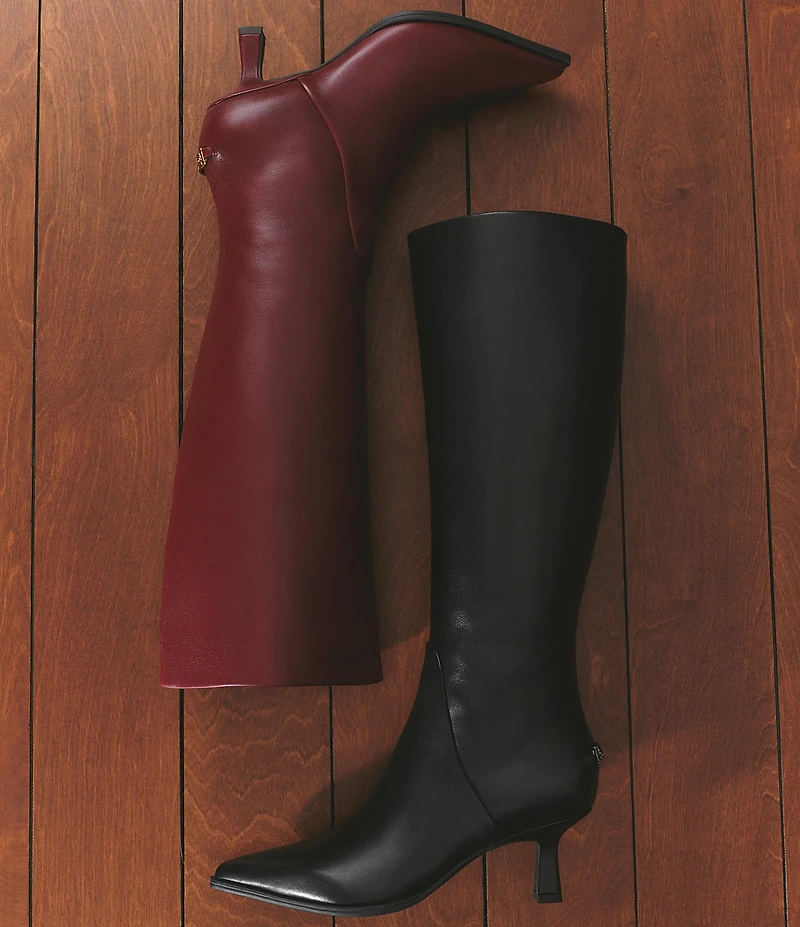 Circus NY by Sam Edelman Yulia Pieced Leather Pointed Toe Kitten Heel Dress Tall Boots