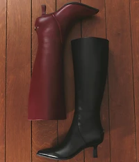 Circus NY by Sam Edelman Yulia Pieced Leather Pointed Toe Kitten Heel Dress Tall Boots