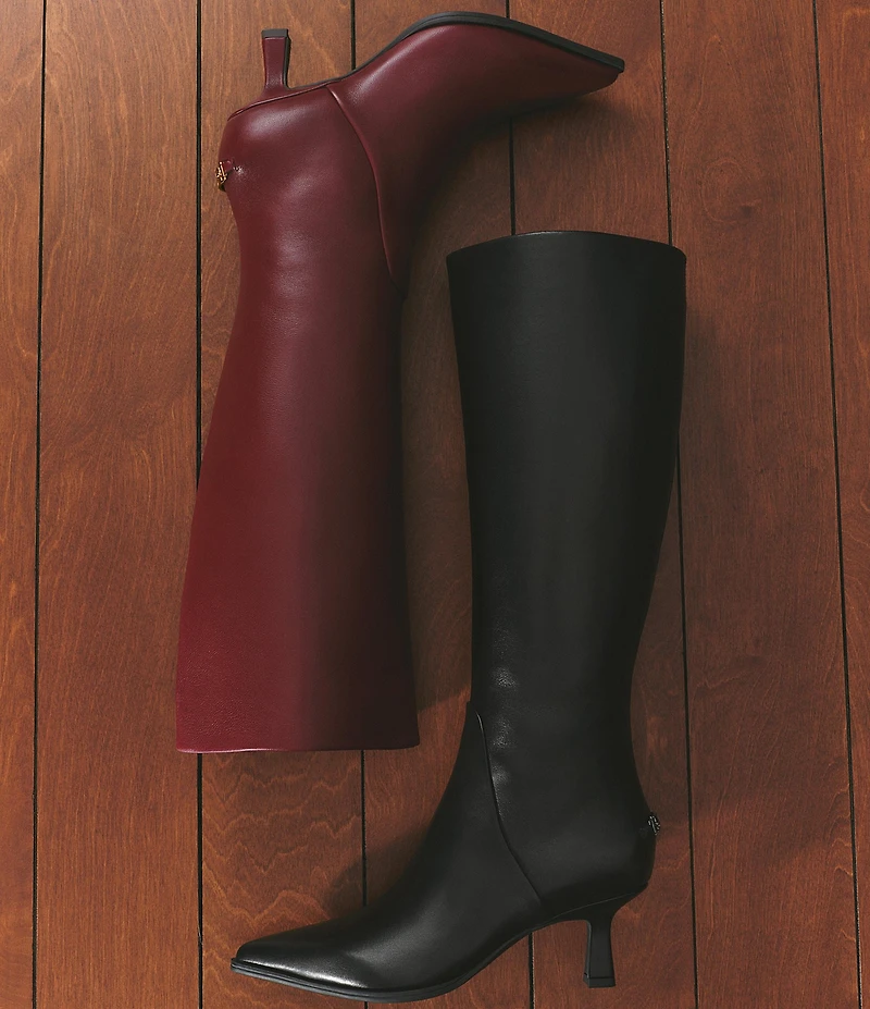Circus NY by Sam Edelman Yulia Pieced Leather Pointed Toe Kitten Heel Dress Tall Boots