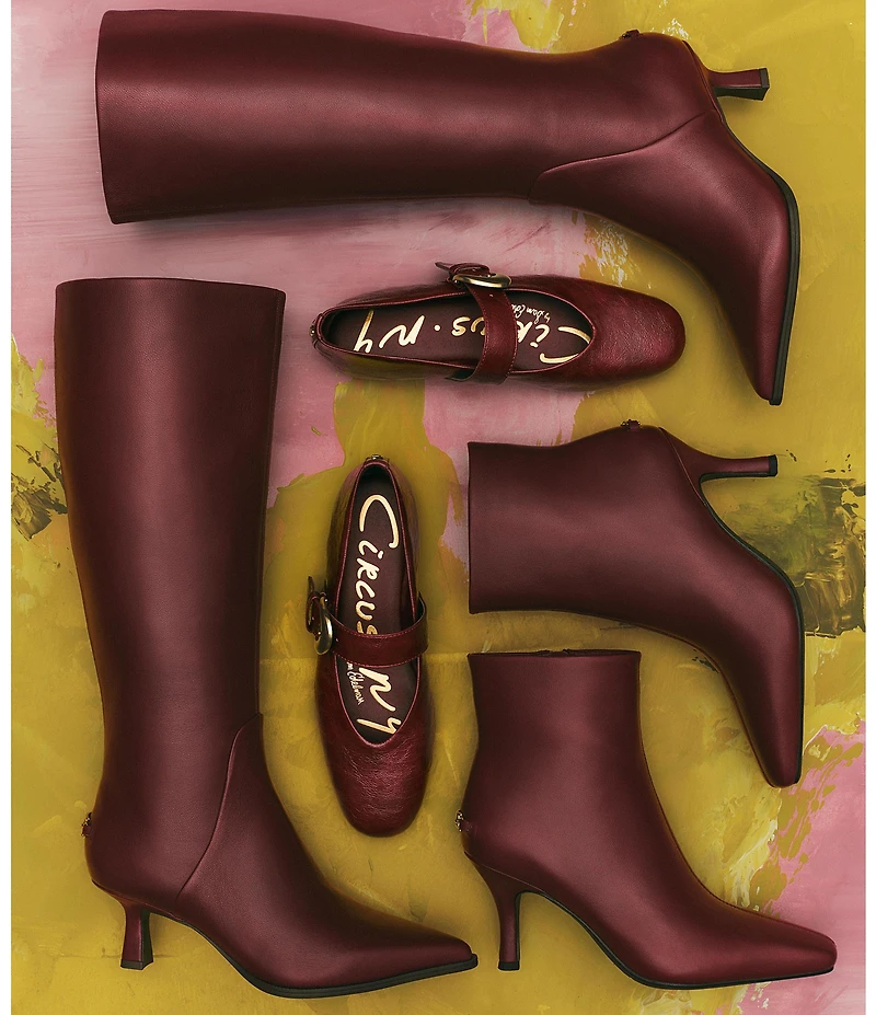 Circus NY by Sam Edelman Yulia Pieced Leather Pointed Toe Kitten Heel Dress Tall Boots