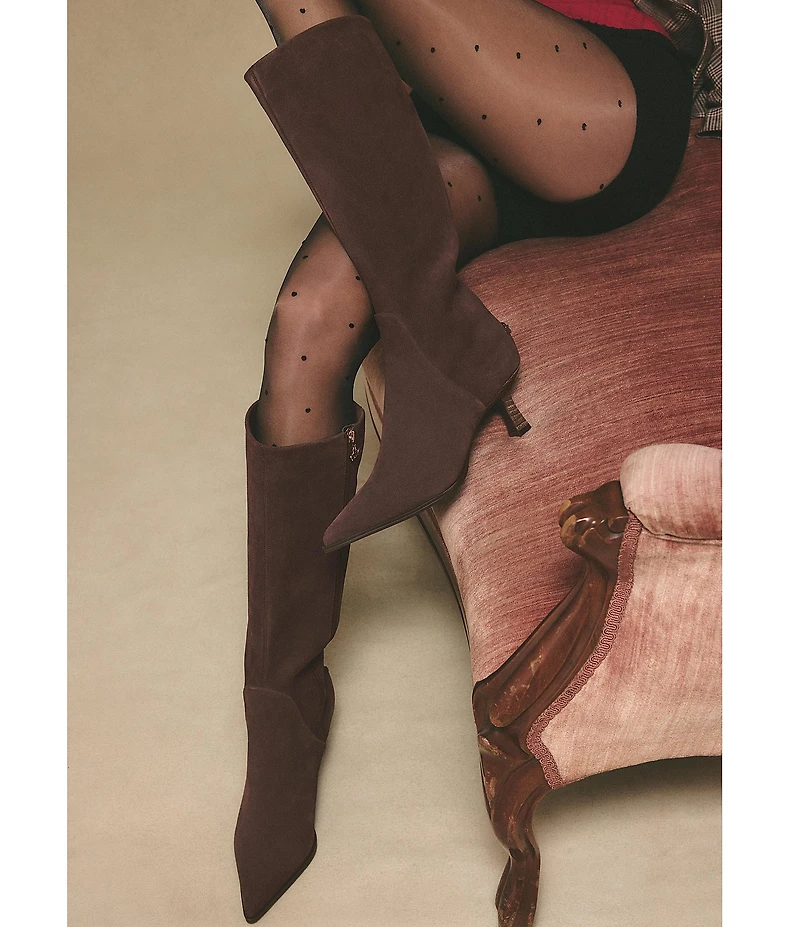 Circus NY by Sam Edelman Yulia Suede Pointed Toe Kitten Heel Tall Dress Boots