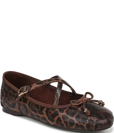 Circus NY by Sam Edelman Zuri Leopard Print Fabric Bow Mary Jane Ballerina Flats