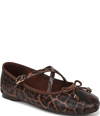 Circus NY by Sam Edelman Zuri Leopard Print Fabric Bow Mary Jane Ballerina Flats