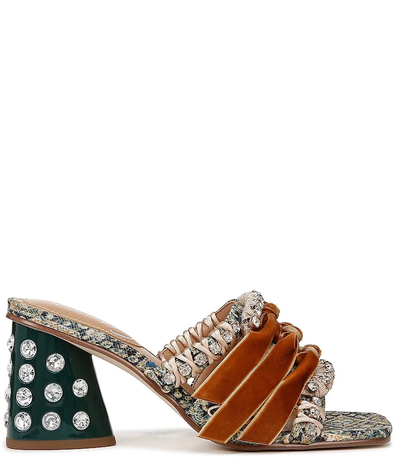 Circus NY by Sam Edelman Vera Textured Fabric Jewel Embellished Slide Sandals