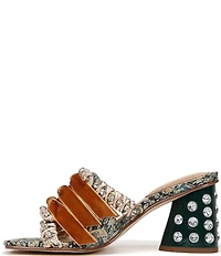 Circus NY by Sam Edelman Vera Textured Fabric Jewel Embellished Slide Sandals