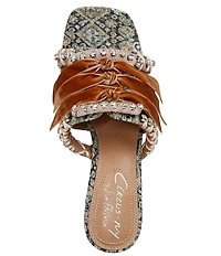 Circus NY by Sam Edelman Vera Textured Fabric Jewel Embellished Slide Sandals