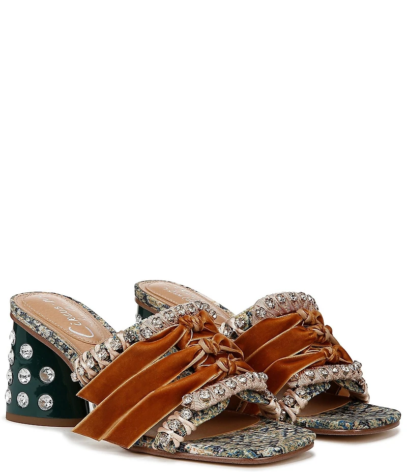 Circus NY by Sam Edelman Vera Textured Fabric Jewel Embellished Slide Sandals