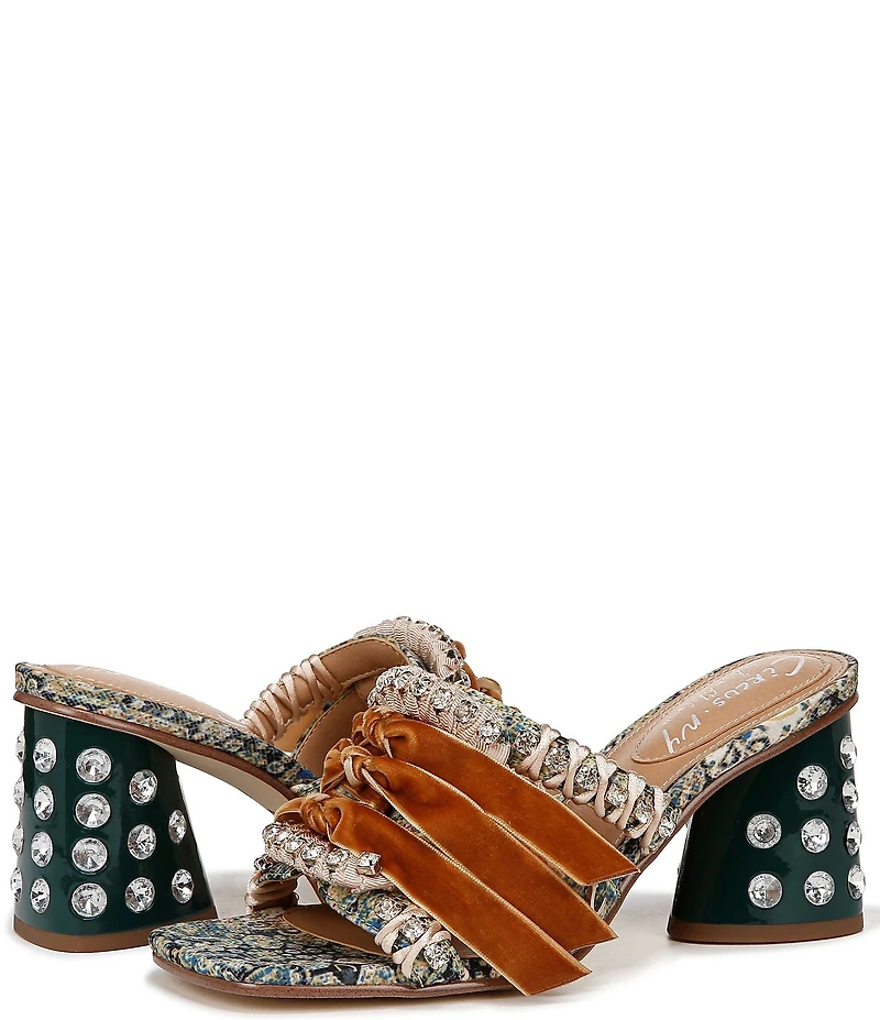 Circus NY by Sam Edelman Vera Textured Fabric Jewel Embellished Slide Sandals