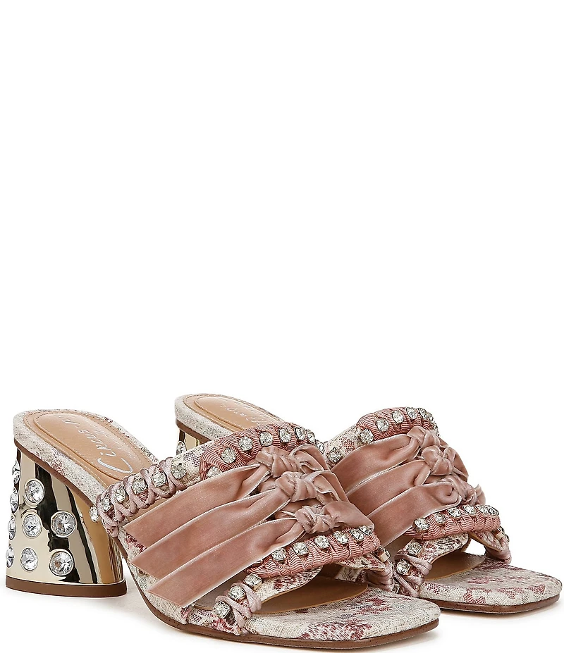 Circus NY by Sam Edelman Vera Textured Fabric Jewel Embellished Slide Sandals