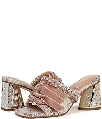 Circus NY by Sam Edelman Vera Textured Fabric Jewel Embellished Slide Sandals