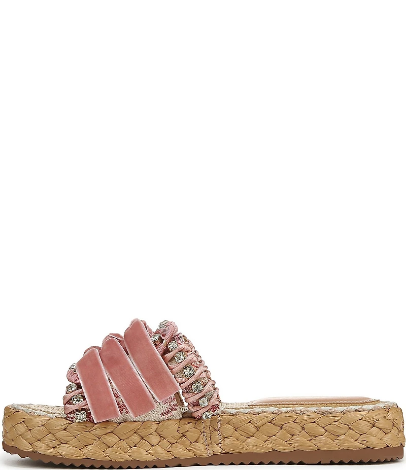 Circus NY by Sam Edelman Wyatt Velvet Rhinestone Bow Ornament Platform Slide Sandals
