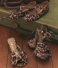 Circus NY by Sam Edelman Zuri Leopard Print Bow Mary Jane Ballerina Flats